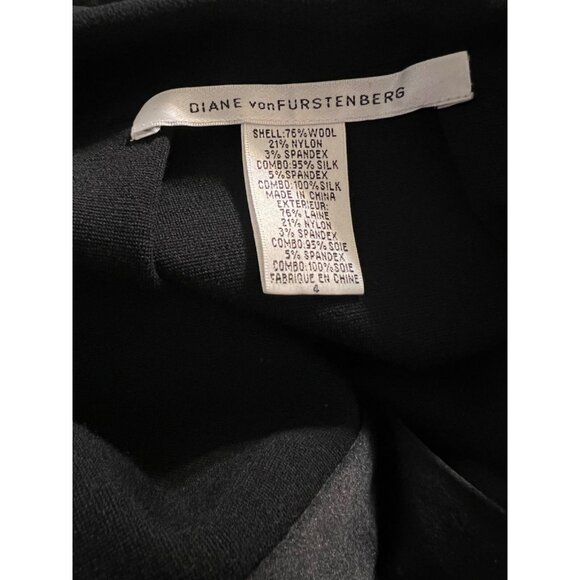 Diane von Furstenberg Dress Black 4 Stretch Silk Wool 3/4 Long Sleeve Shift - Picture 7 of 7
